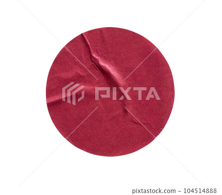 Blank red round adhesive paper sticker label isolated on white background Blank red round adhesive paper sticker label isolated on white background 104514888