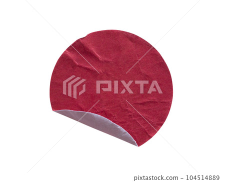 Blank red round adhesive paper sticker label isolated on white background Blank red round adhesive paper sticker label isolated on white background 104514889