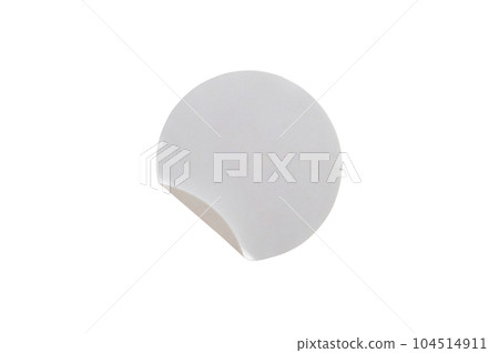 Blank white circle paper sticker label isolated on white background with clipping path 104514911