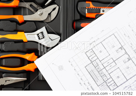 Tool set and house drawing Tool set and house drawing 104515782