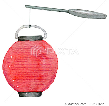 Watercolor illustration Japanese lantern Watercolor illustration Japanese lantern 104516440