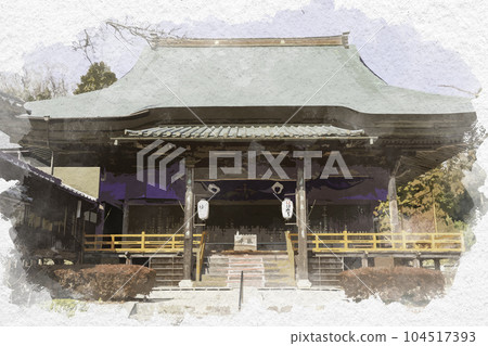 岡山縣岡山市水彩風格的仁王寺正殿 104517393
