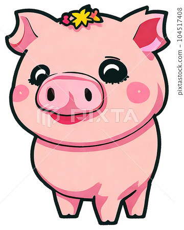 cartoon cute pink fat pig 104517408