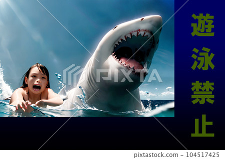 禁止游泳海報/游泳者遭鯊魚襲擊8 禁止游泳海報/游泳者遭鯊魚襲擊8 104517425