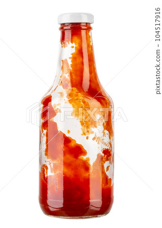 Open bottle of ketchup on isolated with white background. Open bottle of ketchup on isolated with white background. 104517916