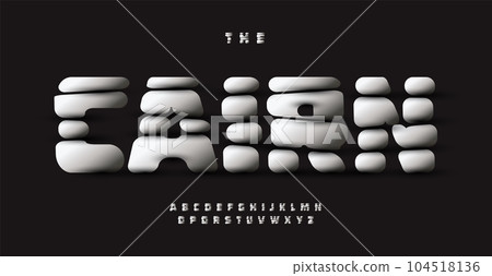 Stack Pebble alphabet, zen-inspired letters, tranquil and calm font for meditation, massage, spa logo, headline, harmony typography, modern typographic design. Vector typeset 104518136