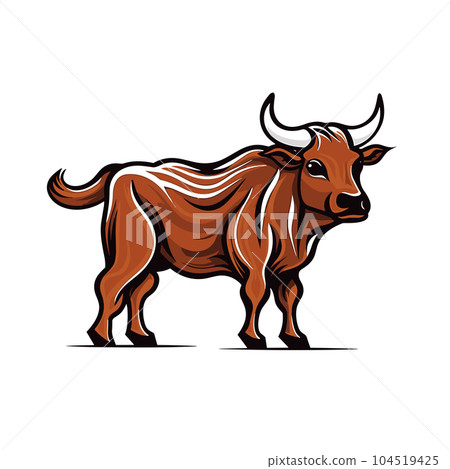 Bull hand-drawn illustration. Bull. Vector doodle style cartoon illustration 104519425