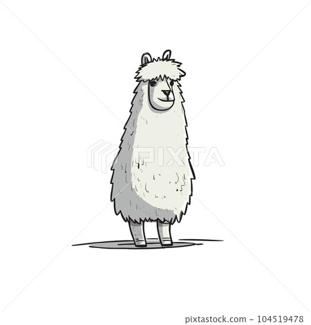 Llama hembra hand-drawn illustration. Llama hembra. Vector doodle style cartoon illustration 104519478
