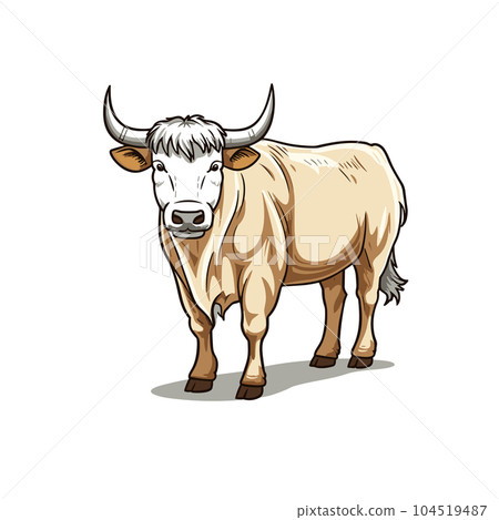 Bullock hand-drawn illustration. Bullock. Vector doodle style cartoon illustration Bullock hand-drawn illustration. Bullock. Vector doodle style cartoon illustration 104519487