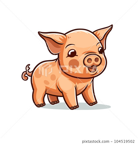 Pig hand-drawn illustration. Pig. Vector doodle style cartoon illustration 104519502