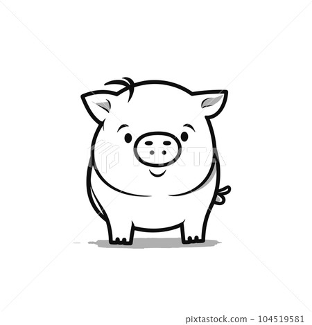 Pig hand-drawn illustration. Pig. Vector doodle style cartoon illustration 104519581