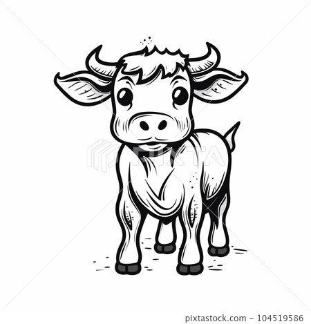 Cow hand-drawn illustration. Cow. Vector doodle style cartoon illustration 104519586