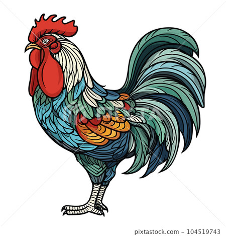 Rooster hand-drawn illustration. Rooster. Vector doodle style cartoon illustration Rooster hand-drawn illustration. Rooster. Vector doodle style cartoon illustration 104519743