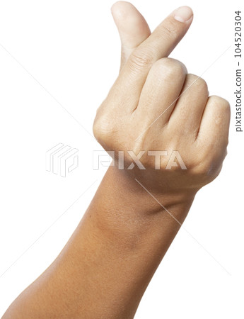 Hand showing mini heart sign. Hand showing mini heart sign. 104520304