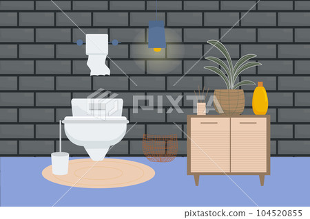 Vector flat bathroom interior. Detailed modern house furniture. 104520855
