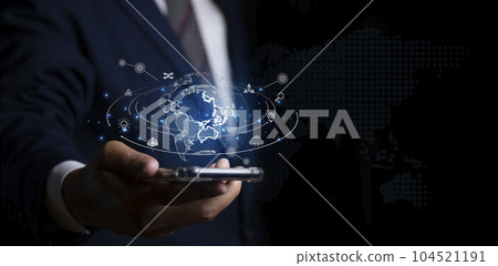 Digital marketing global network and data exchanges over the world 3D rendering. Digital marketing global network and data exchanges over the world 3D rendering. 104521191