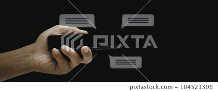Man using smartphone typing Live chat chatting and social network. Man using smartphone typing Live chat chatting and social network. 104521308