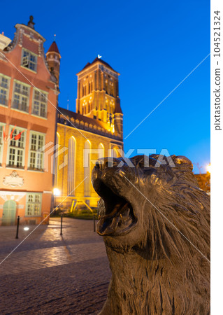 view of Basilica of St. Mary at night. Gdansk, Poland view of Basilica of St. Mary at night. Gdansk, Poland 104521324