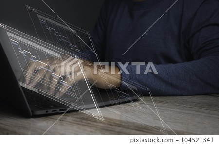 Businessman is browsing his laptop action Plan business strategy. Businessman is browsing his laptop action Plan business strategy. 104521341