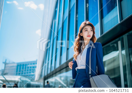 Business woman walking in the city (AI generated) 104521731