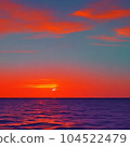 Illustration material; sun setting in the sea AI image 104522479