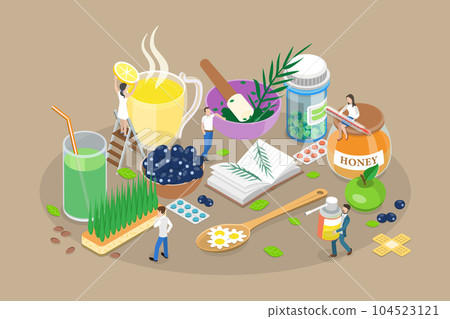 3D Isometric Flat Vector Conceptual Illustration of Naturopathy 3D Isometric Flat Vector Conceptual Illustration of Naturopathy 104523121