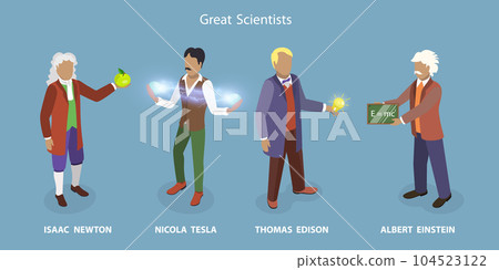3D Isometric Flat Vector Set of Great Scientists 104523122