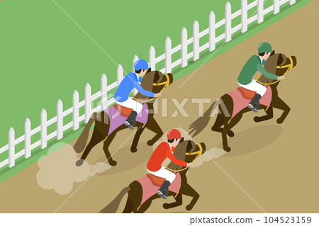3D Isometric Flat Vector Conceptual Illustration of Hippodrome Competitions 104523159
