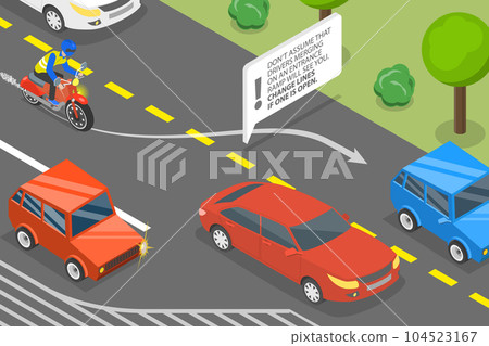 3D Isometric Flat Vector Conceptual Illustration of Safety Driving 104523167