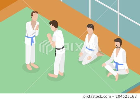 3D Isometric Flat Vector Conceptual Illustration of Kung Fu School 104523168