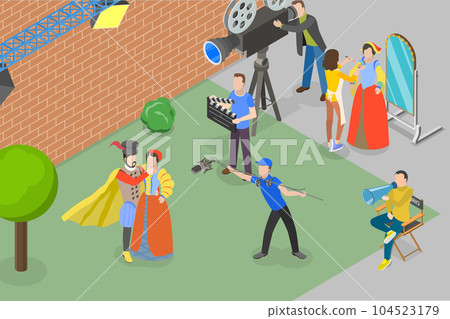 3D Isometric Flat Vector Conceptual Illustration of Filmmaking 104523179