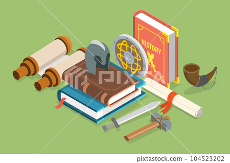3D Isometric Flat Vector Conceptual Illustration of History Subject 104523202