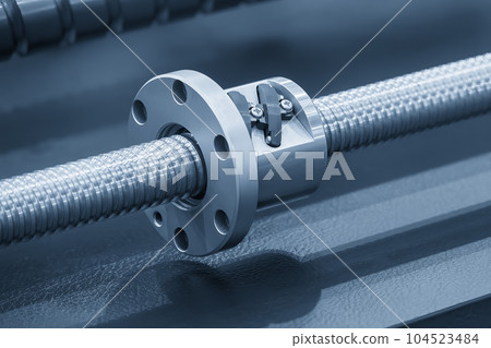 Closeup scene the spare parts lead ball screw set. Closeup scene the spare parts lead ball screw set. 104523484