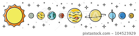 太陽系行星的彩色插圖圖標 太陽系行星的彩色插圖圖標 104523929