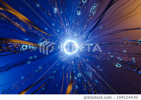 3d render virtual network with glowing center. 104524430