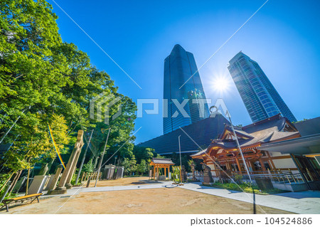 The cityscape of Tokyo in Japan, overlooking Azabudai Hills, Hachiman Shrine, etc. The cityscape of Tokyo in Japan, overlooking Azabudai Hills, Hachiman Shrine, etc. 104524886