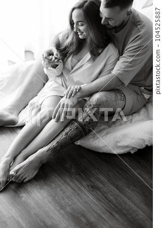 earlier morning bride and groom at home earlier morning bride and groom at home 104525887