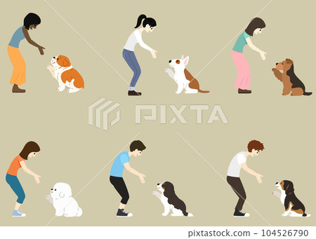 簡單可愛的中型狗和它的主人的插畫沒有主線 簡單可愛的中型狗和它的主人的插畫沒有主線 104526790