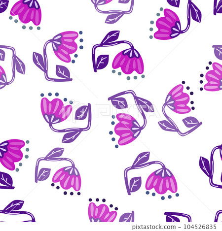 Contemporary flower seamless pattern. Cute stylized flowers background. Decorative naive botanical wallpaper. 104526835