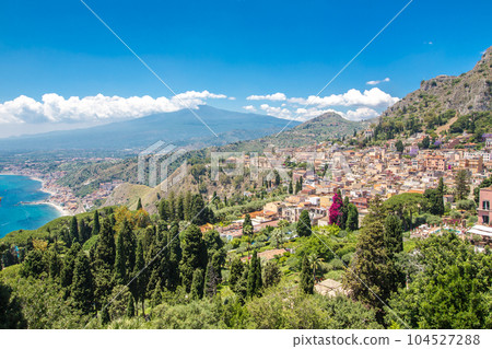 Cityscape of Taormina in Sicily 104527288