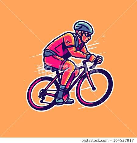 Road cyclist hand-drawn illustration. Cyclist. Vector doodle style cartoon illustration 104527917