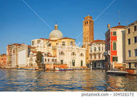 Church San Geremia in Venice from Grand Canal at sunny morning. 104528173