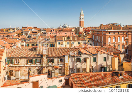 The Venice, top view of historic city centre with St. Mark's Campanile 104528188