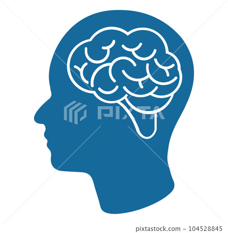 Human brain medical vector icon on white background. Human brain symbol. black and white Icon brain. 104528845