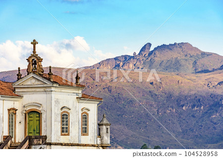 Antique baroque church in the city of Ouro Preto 104528958
