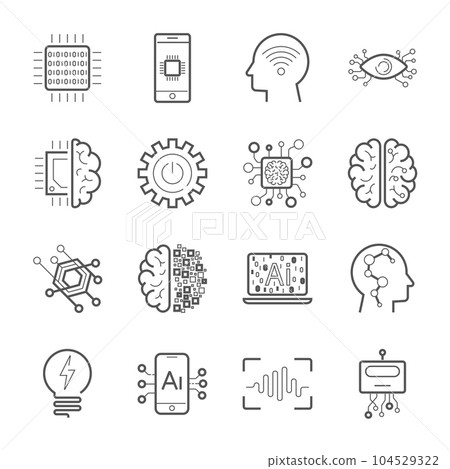 Internet of Things IOT , Artificial Intelligence AI , Innovative Smart Cyber Security Digital Information Technologies IT Vector Icon Set. Industry 4.0 Internet of Things IOT , Artificial Intelligence AI , Innovative Smart Cyber Security Digital Information Technologies IT Vector Icon Set. Industry 4.0 104529322