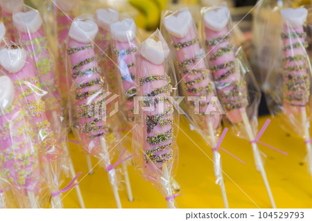 Festival banana chocolate store opening chocolate banana Japanese sweets stall fair Festival banana chocolate store opening chocolate banana Japanese sweets stall fair 104529793
