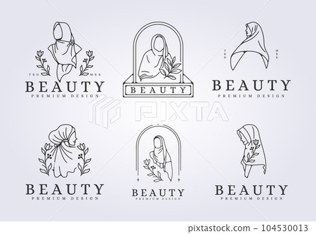 set of hijab veil girl beauty logo vector illustration design set of hijab veil girl beauty logo vector illustration design 104530013