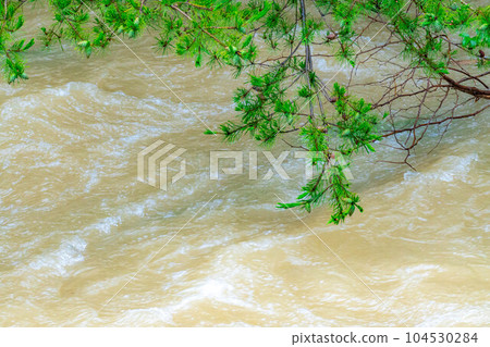 [Natural disaster] Muddy stream, river after heavy rain [Nagano] 104530284
