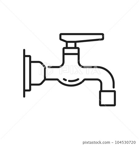 Tap kitchen and bathroom compression faucet outline icon. Kitchen watertap, toilet water mixer or house bathtub spigot valve linear vector icon. Bathroom modern tap outline sign or symbol Tap kitchen and bathroom compression faucet outline icon. Kitchen watertap, toilet water mixer or house bathtub spigot valve linear vector icon. Bathroom modern tap outline sign or symbol 104530720